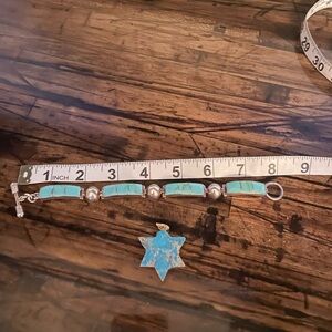Sterling Silver and turquoise bracelet with turquoise pendant